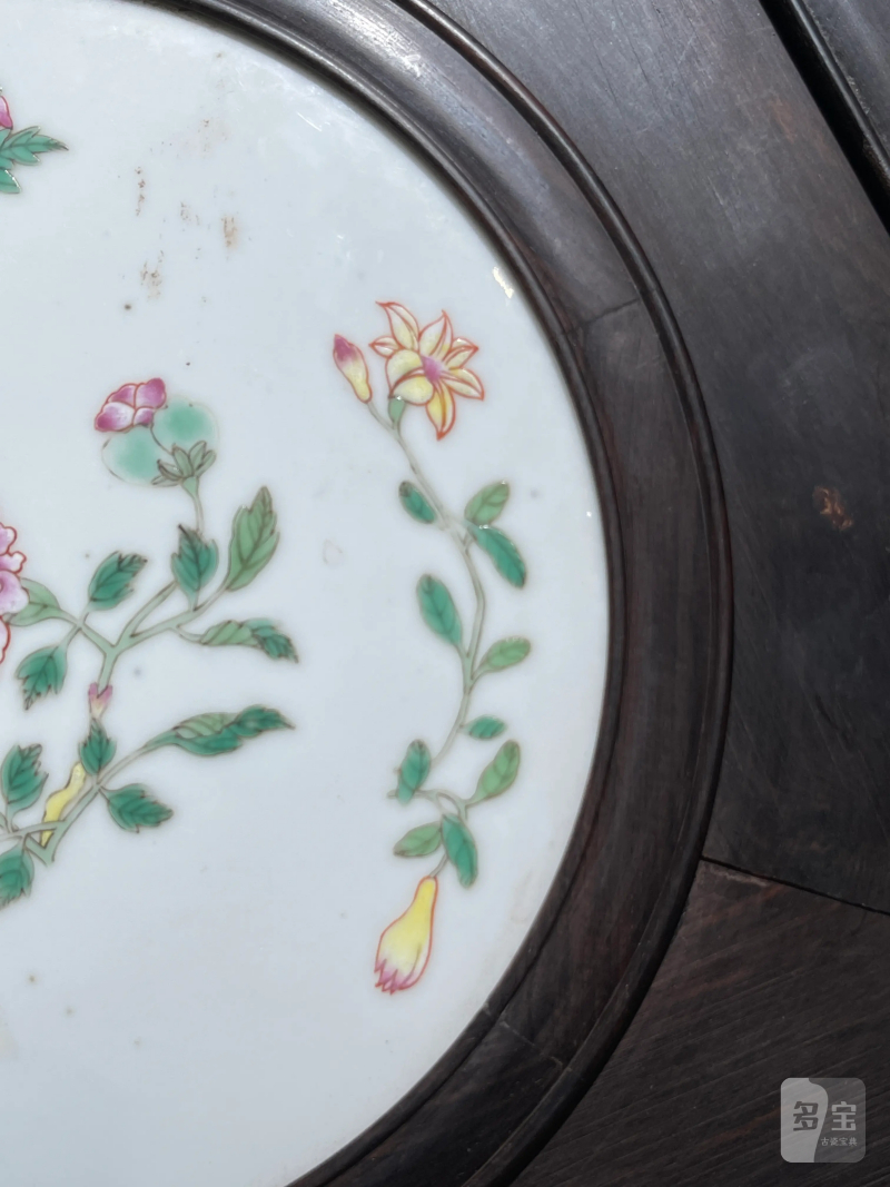 清乾隆 粉彩花卉纹瓷板 - 图5